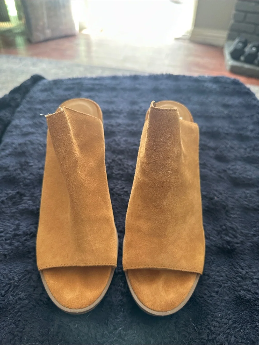 Dolce Vita Tan Suede Open-Toe Block Heel Mules